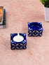 Blue Pottery Candle Holder Set Of 2pcs.